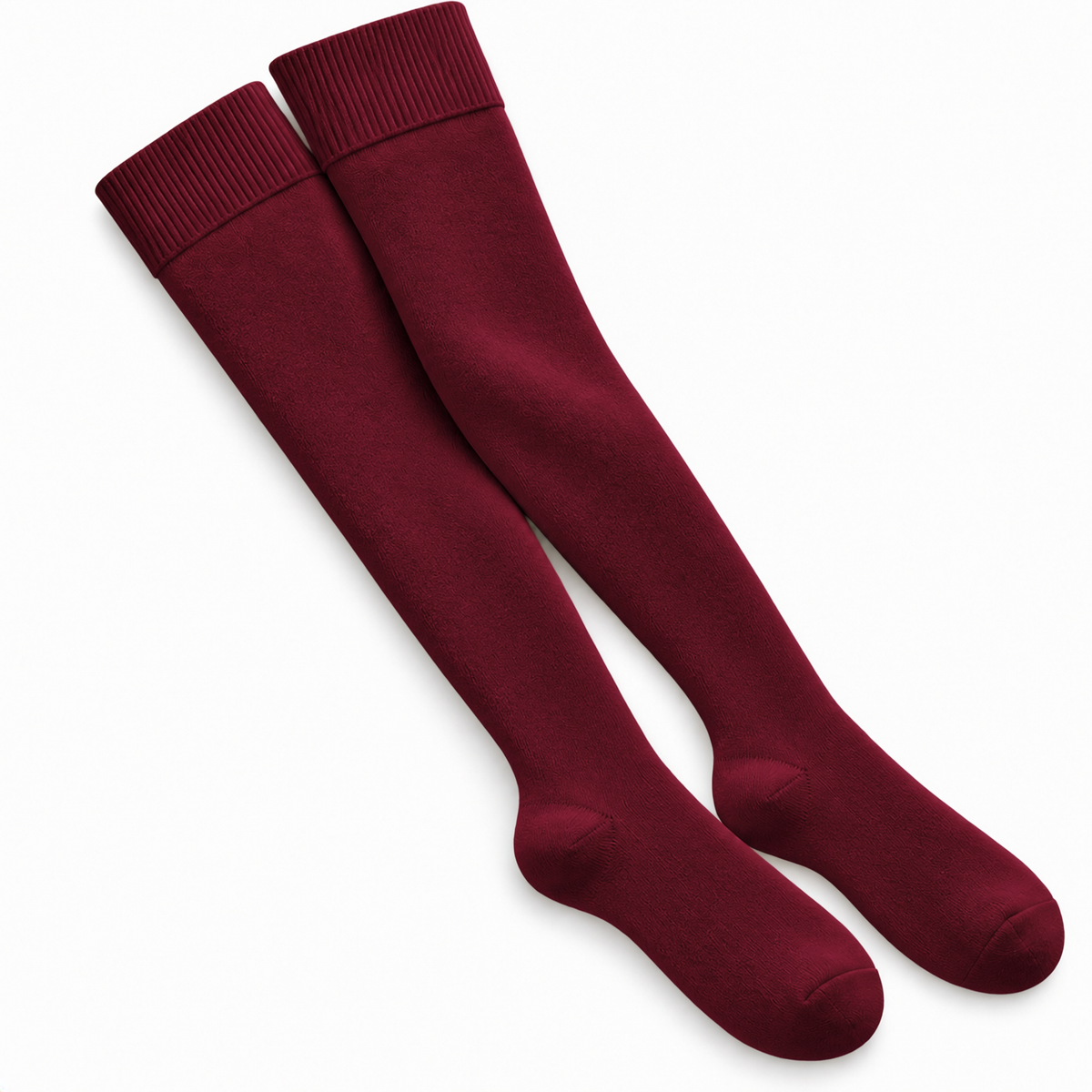 Terry Cotton Thigh High Length Wine Red Stockings