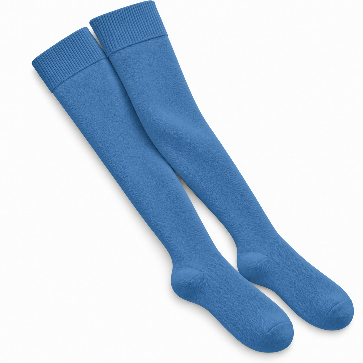 Terry Cotton Thigh High Length Blue Stockings