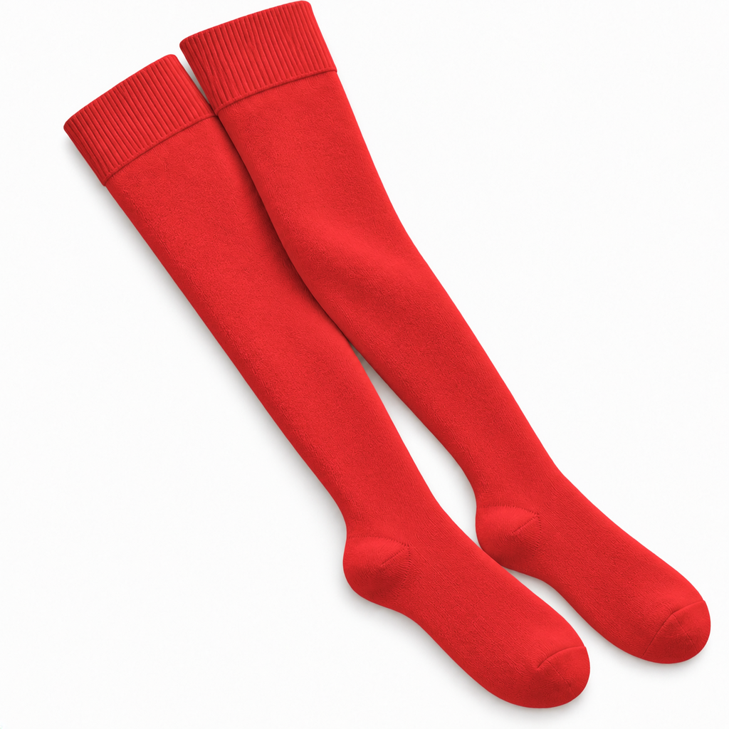 Terry Cotton Thigh High Length Red Stockings