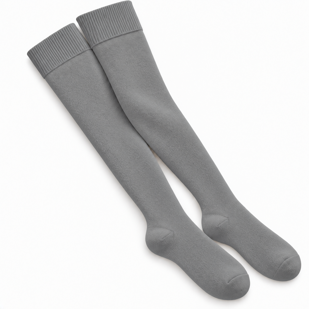 Terry Cotton Thigh High Length Grey Stockings