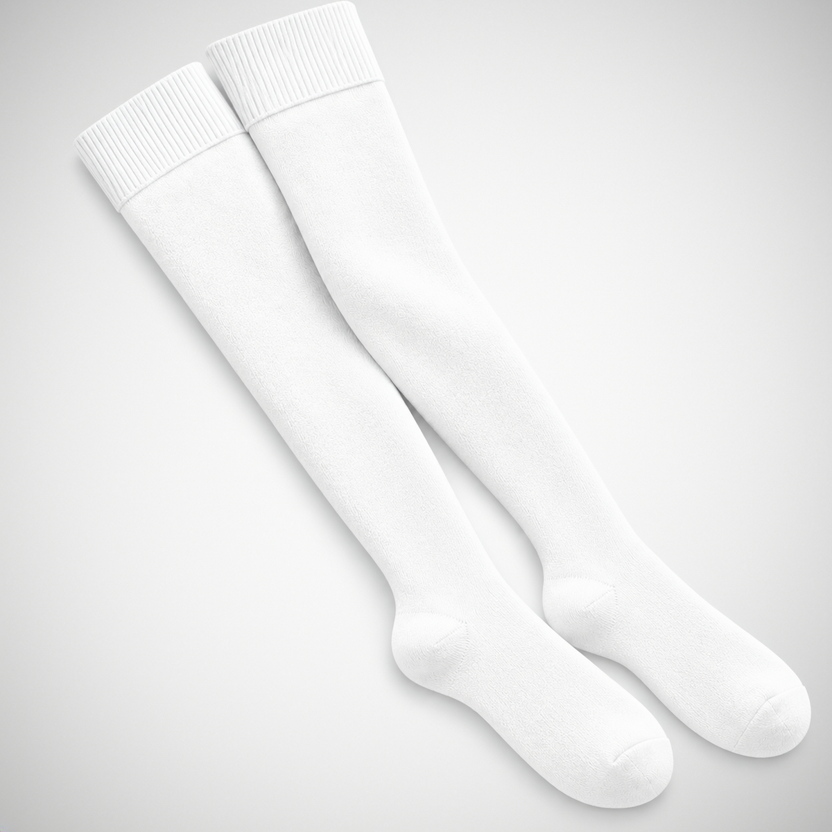 Terry Cotton Thigh High Length White Stockings