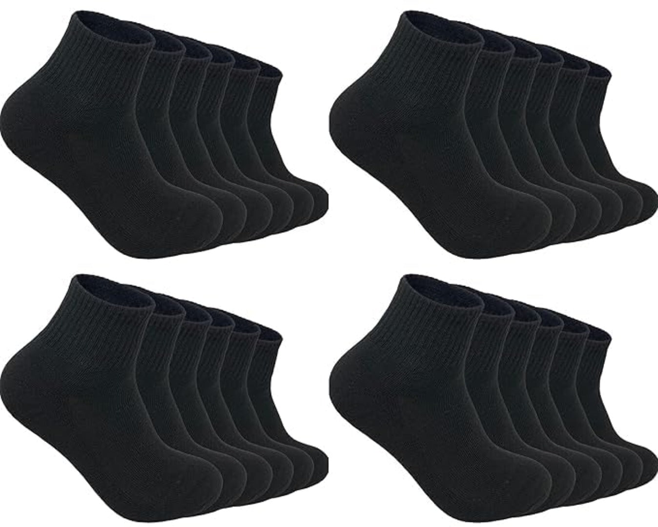 Men's Black Ankle Length Cotton Socks (4 Pairs) Free Size