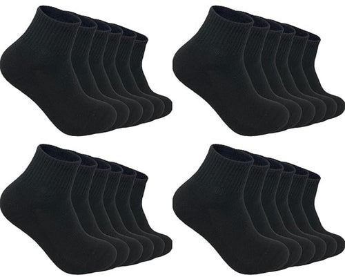 Men's Black Ankle Length Cotton Socks (4 Pairs) Free Size