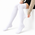 Terry Cotton Thigh High Length White Stockings