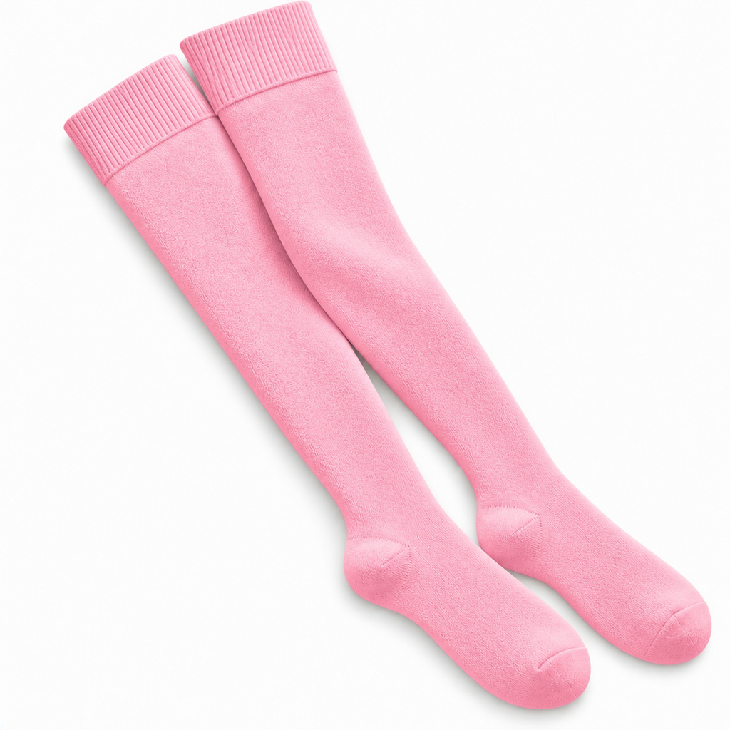 Terry Cotton Thigh High Length Pink Stockings