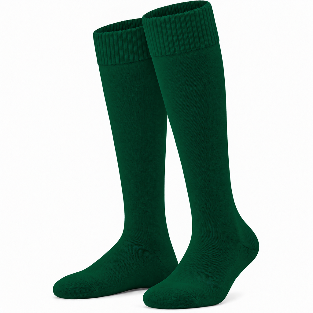 Terry Cotton Knee Length Dark Green Long Socks