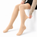 Terry Cotton Thigh High Length Beige Stockings