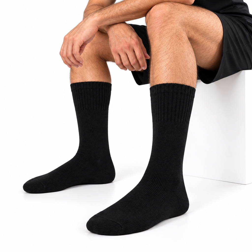 Stretch Fit Calf Length Black Socks