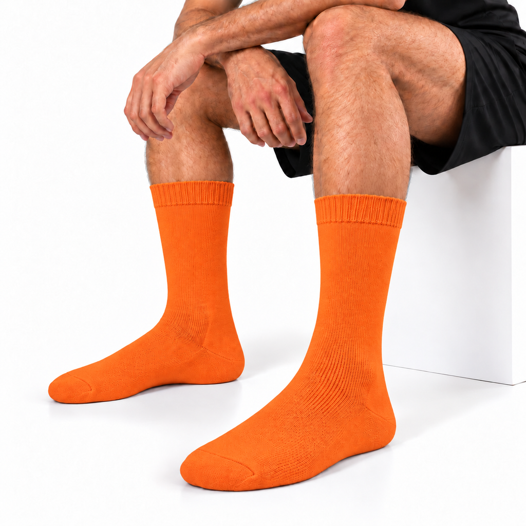 Stretch Fit Calf Length Orange Socks