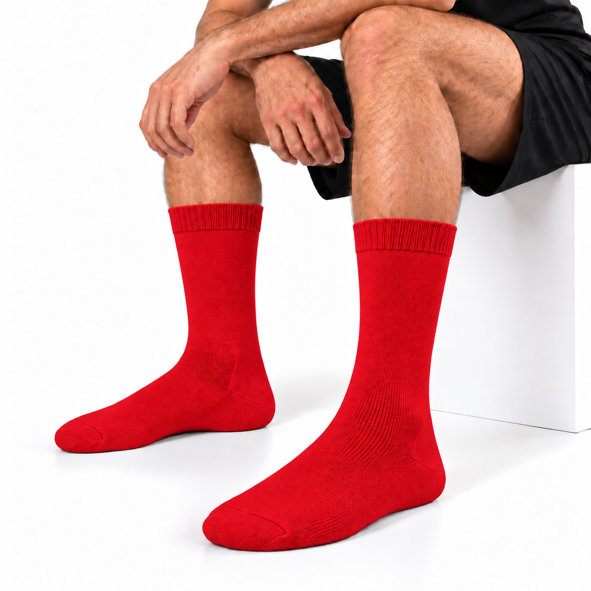 Stretch Fit Calf Length Red Socks