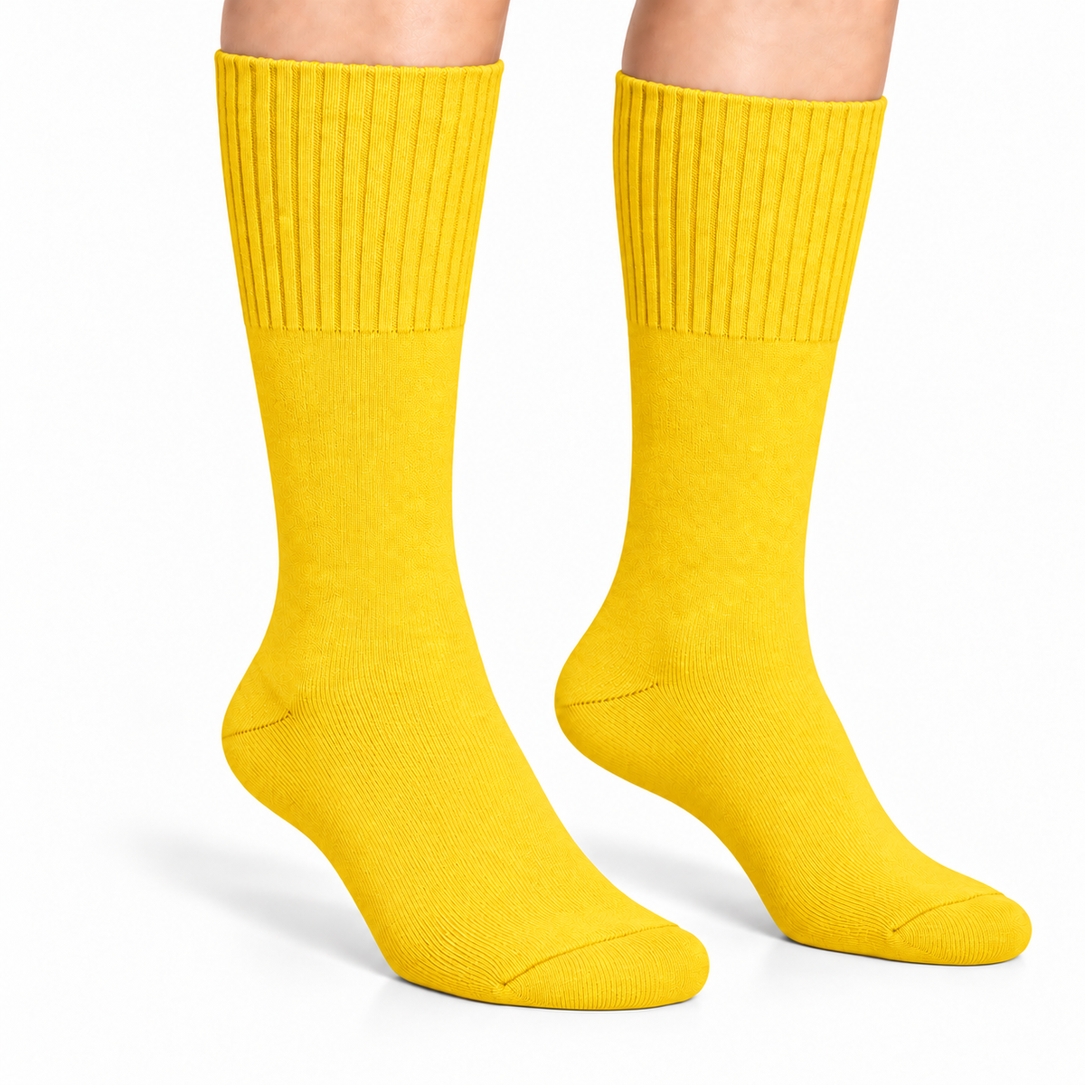 Terry Cotton Calf Length Yellow Socks