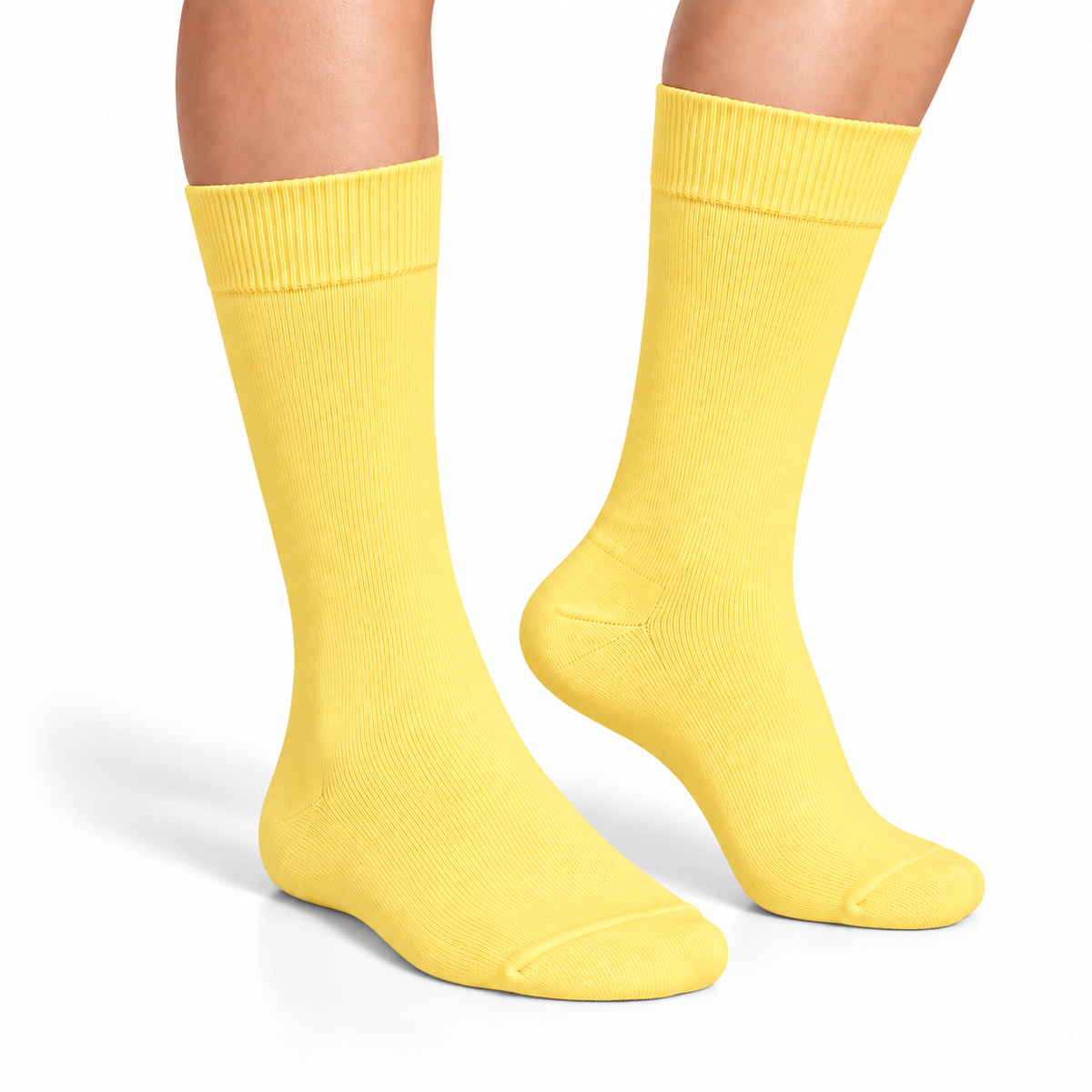 Stretch Fit Calf Length Yellow Socks