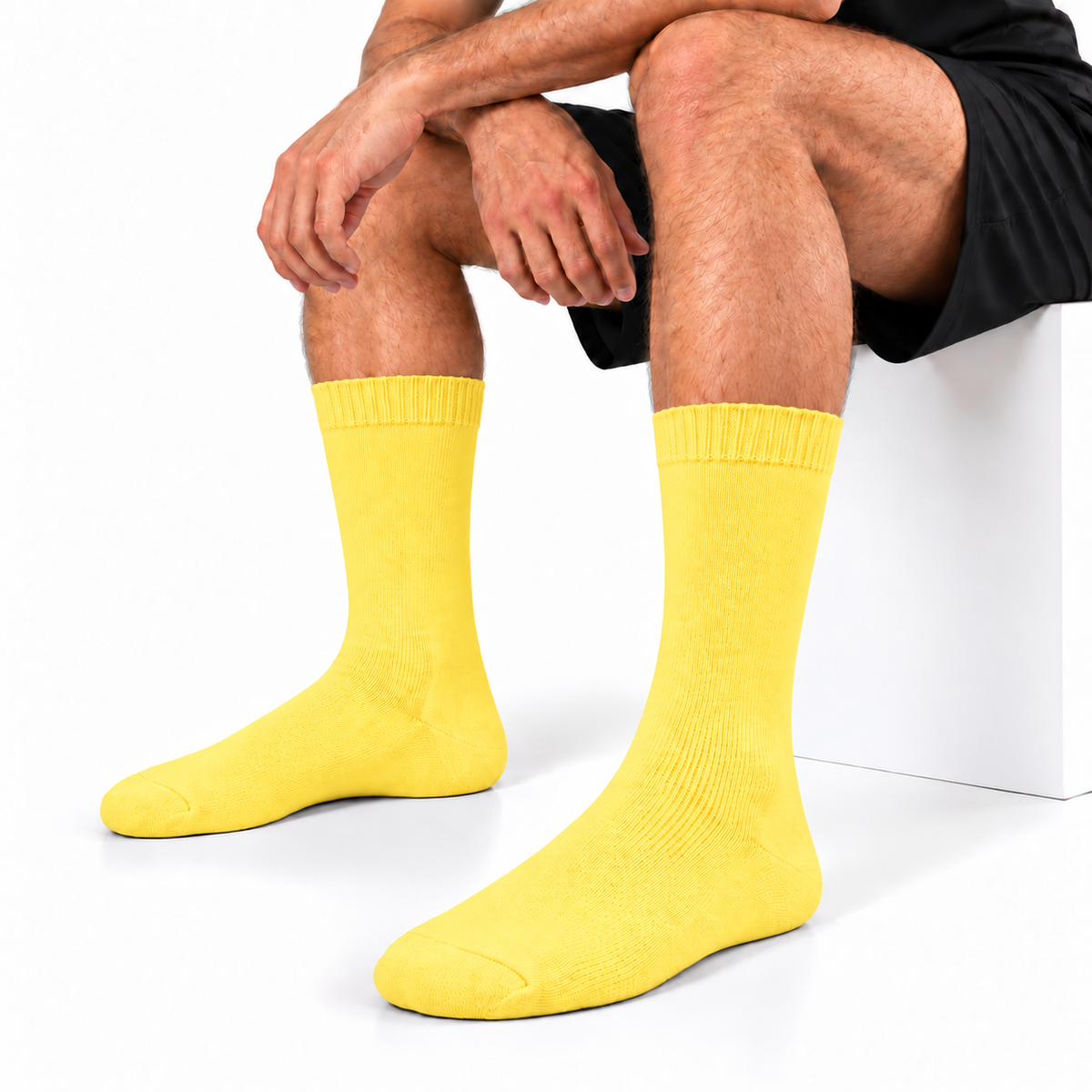 Stretch Fit Calf Length Yellow Socks