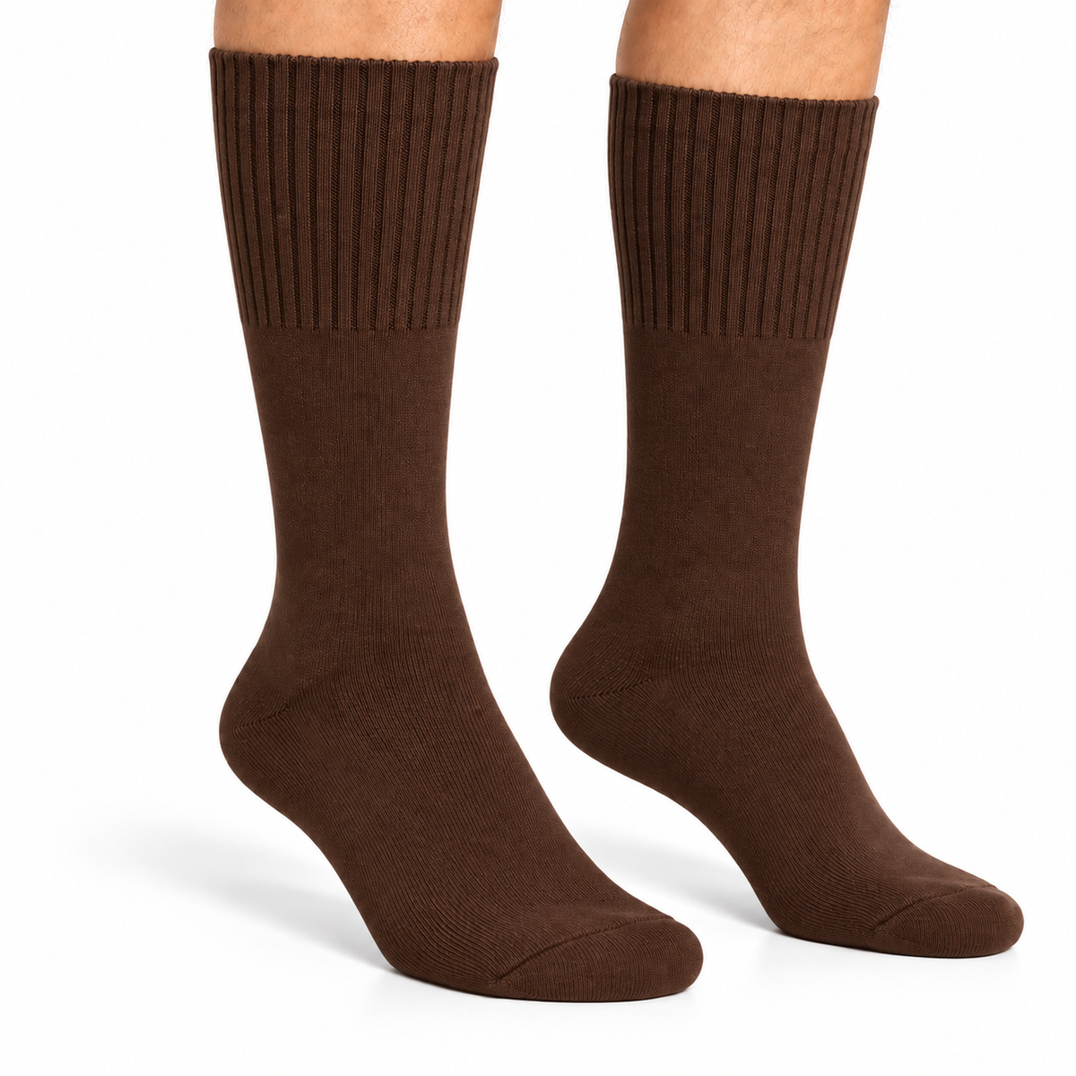 Terry Cotton Calf Length Brown Socks