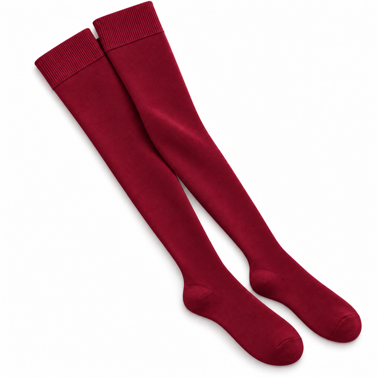 Stretch Fit Thigh High Length Wine Red Stockings