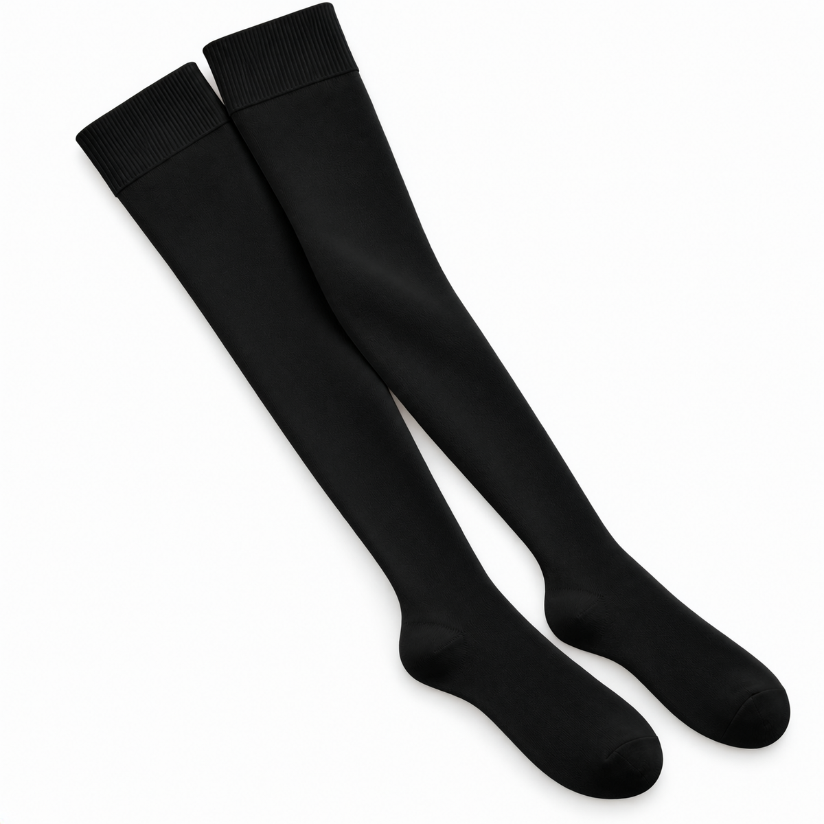 Stretch Fit Thigh High Length Black Stockings