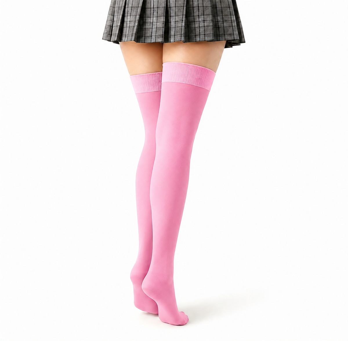 Stretch Fit Thigh High Length Pink Stockings
