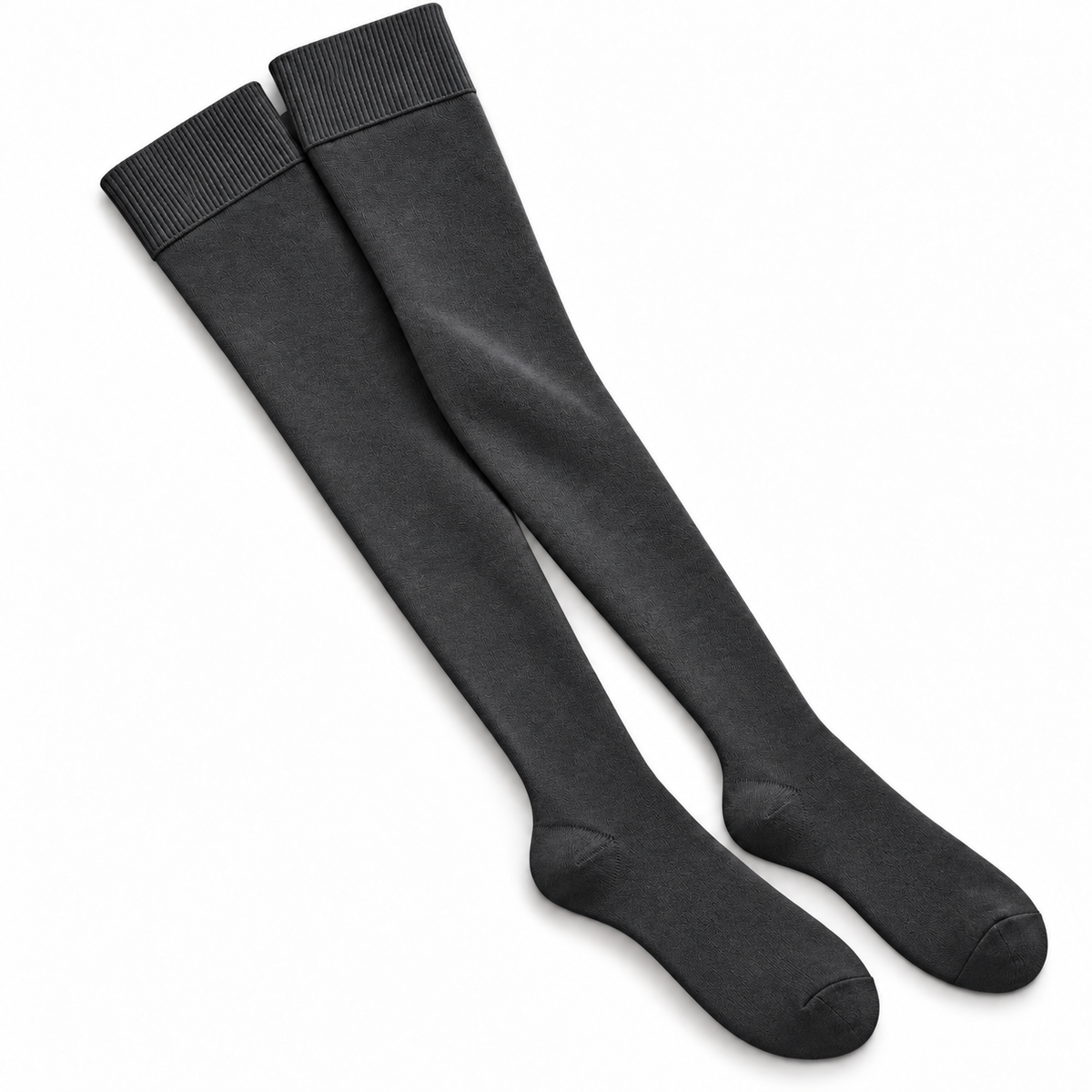 Stretch Fit Thigh High Length Light Black Stockings