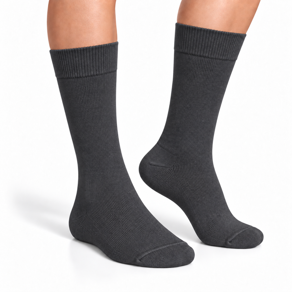 Stretch Fit Calf Length Light Black Socks