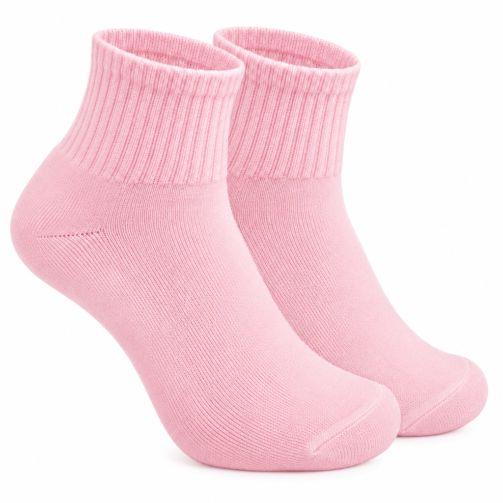 Pink Ankle Length Pure Cotton Socks 4 Pairs