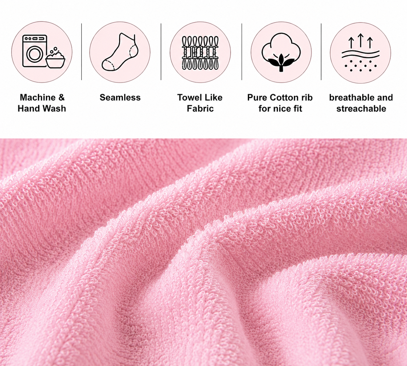 Pink Calf Length Pure Cotton Socks 4 Pairs
