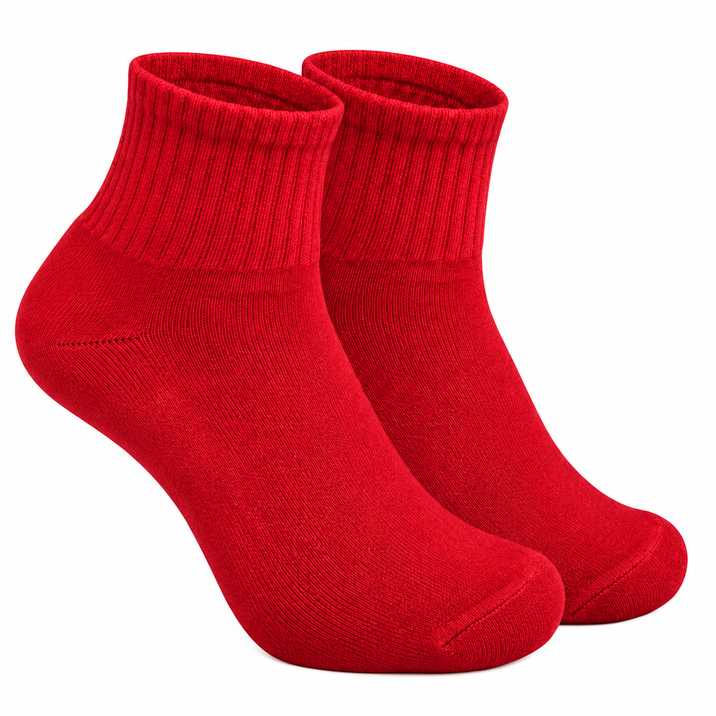Red Ankle Length Pure Cotton Socks 4 Pairs