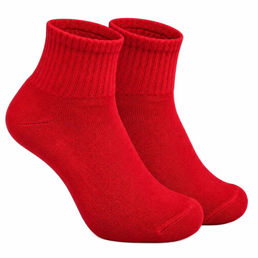 Terry Cotton Ankle Length Red Socks
