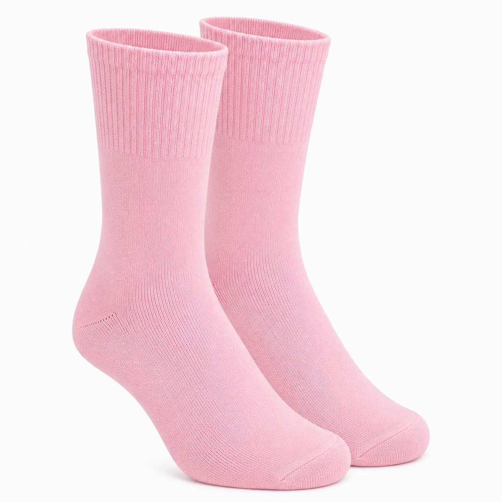 Pink Calf Length Pure Cotton Socks 4 Pairs
