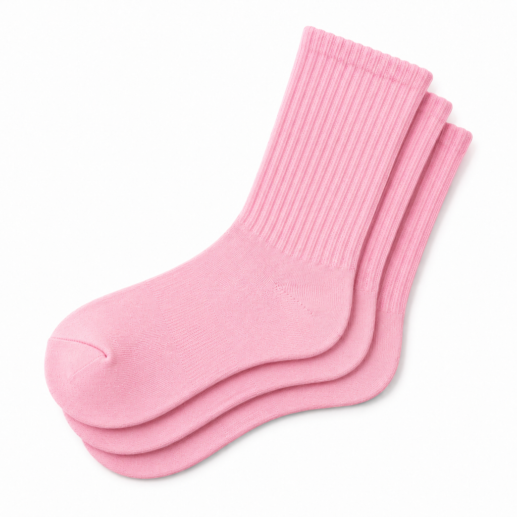 Pink Calf Length Pure Cotton Socks 4 Pairs