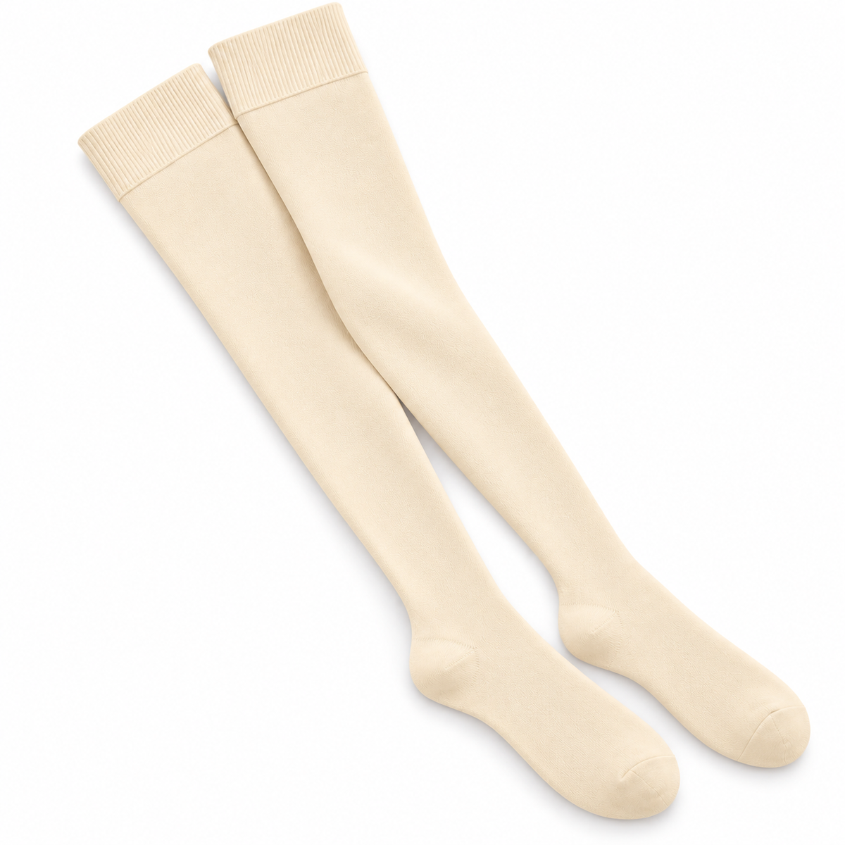 Stretch Fit Thigh High Length Cream Stockings
