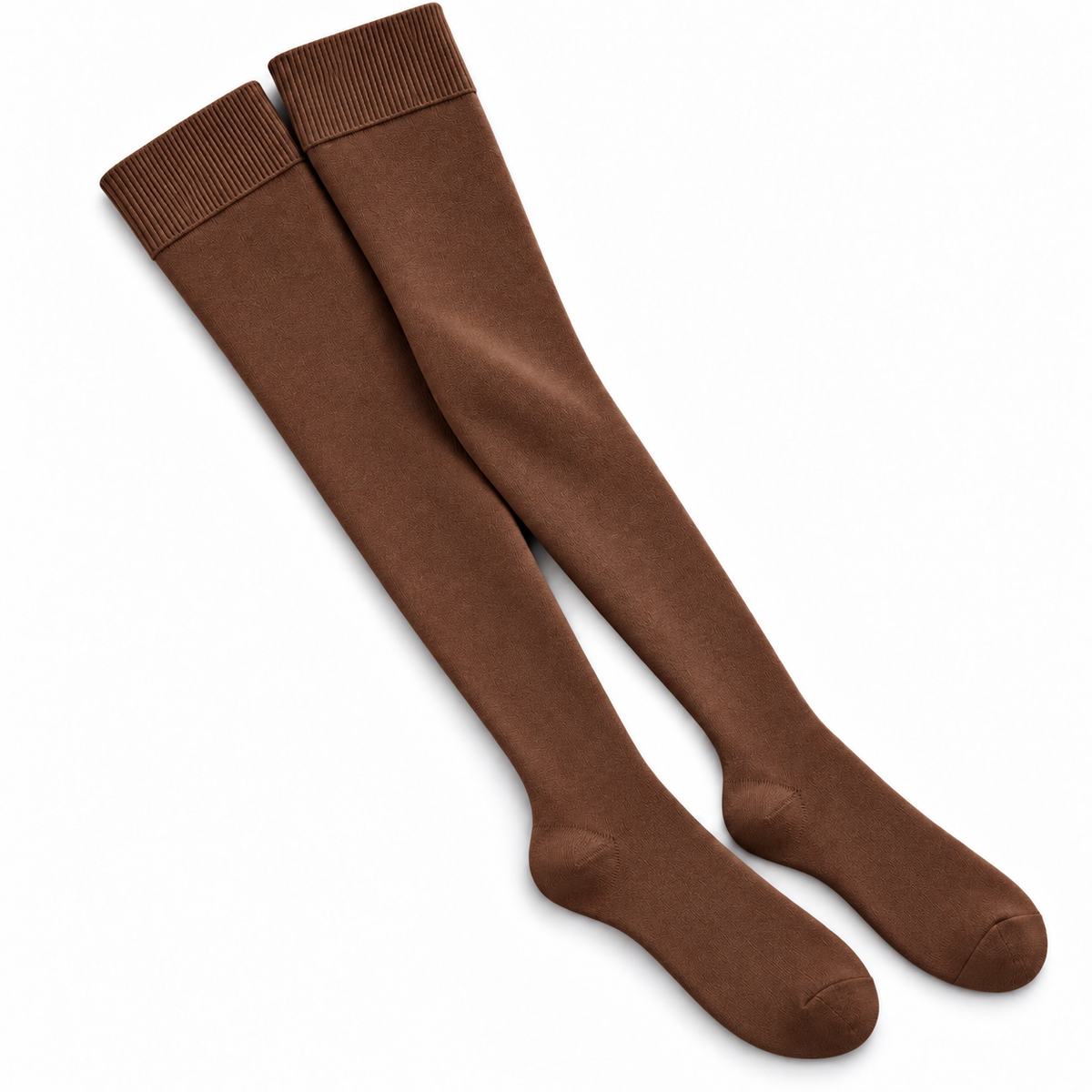Stretch Fit Thigh High Length Brown Stockings