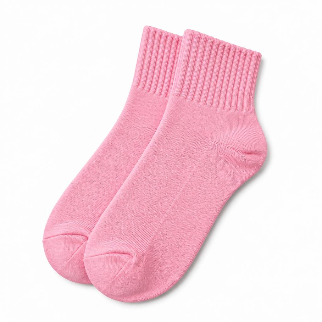 Terry Cotton Ankle Length Pink Socks