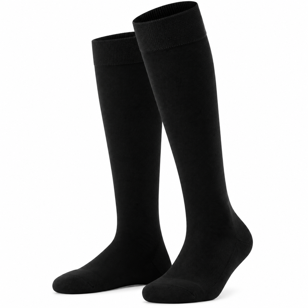 Stretch Fit Knee Length Black Long Socks