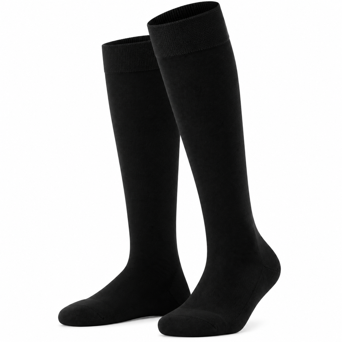 Stretch Fit Knee Length Black Long Socks