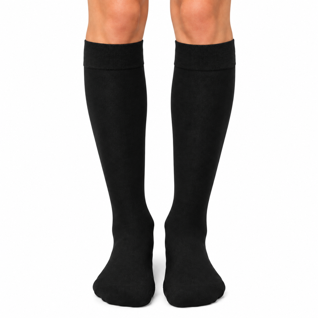 Stretch Fit Knee Length Black Long Socks