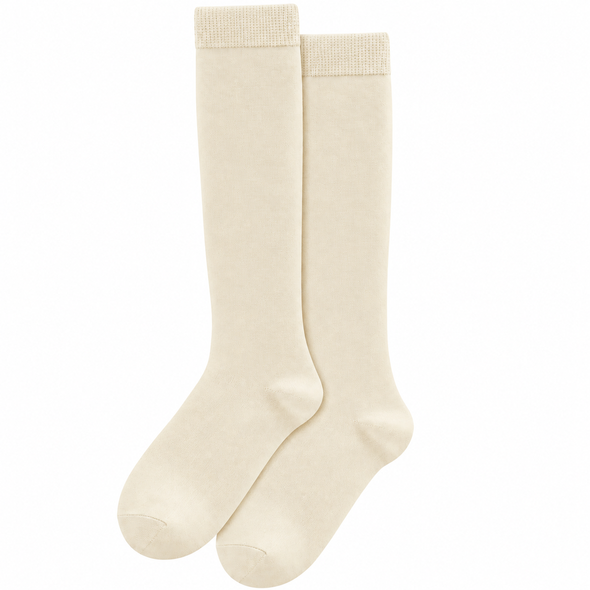 Stretch Fit Knee Length Cream Long Socks