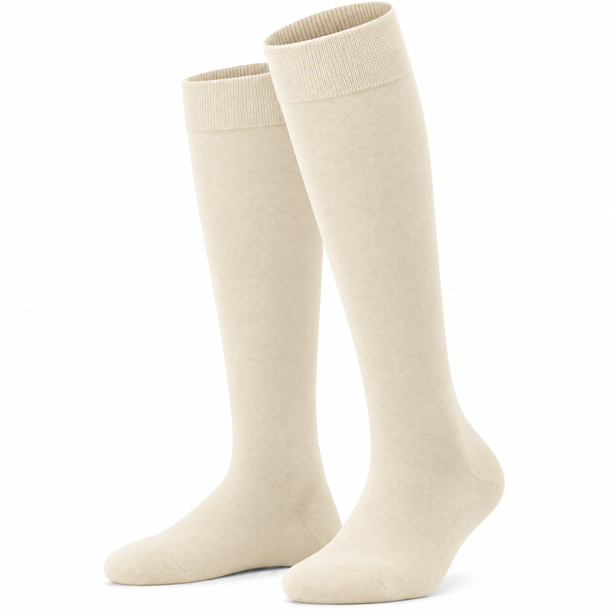 Stretch Fit Knee Length Cream Long Socks