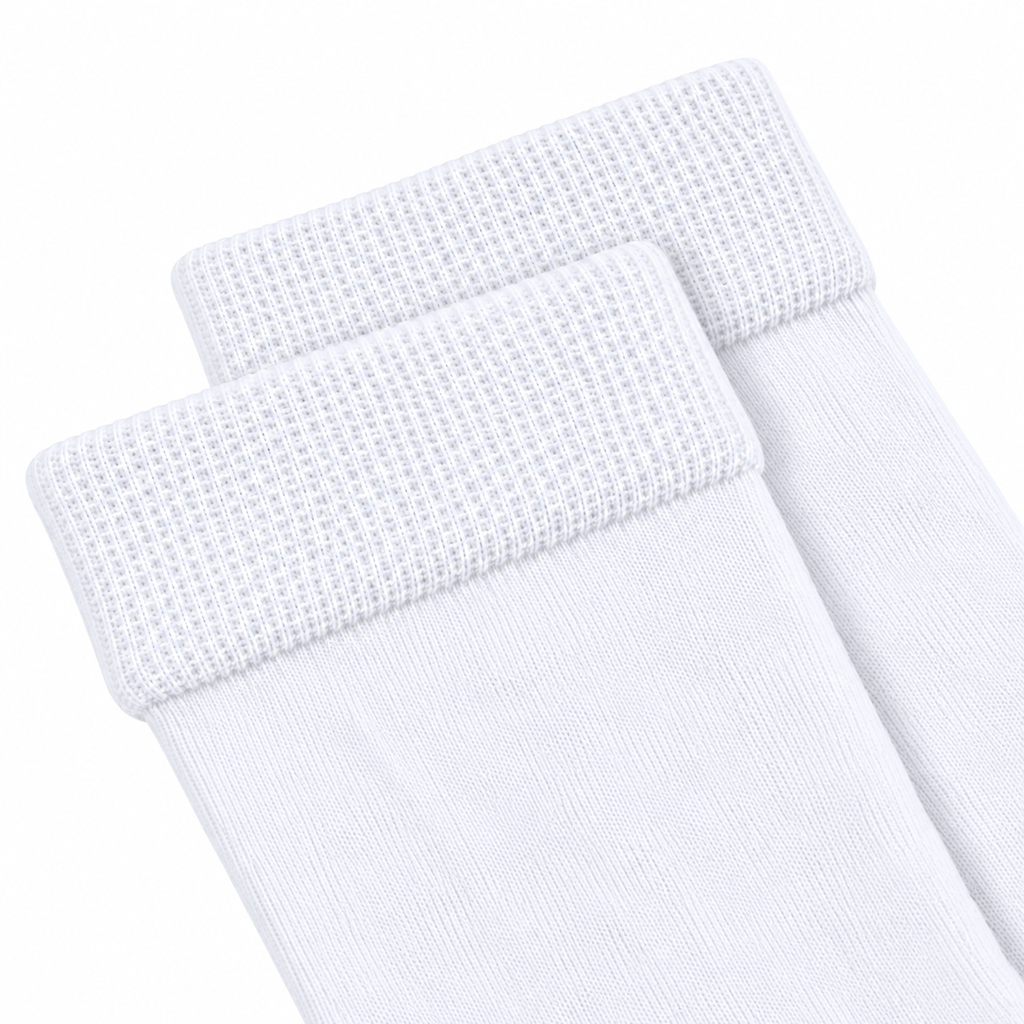 Stretch Fit Knee Length White Long Socks For Sports Casual & Occasions