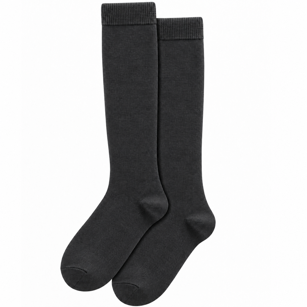 Stretch Fit Knee Length Light Black Long Socks