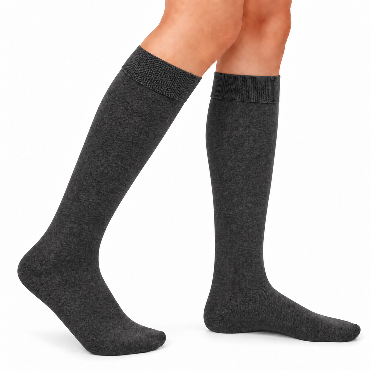Stretch Fit Knee Length Light Black Long Socks