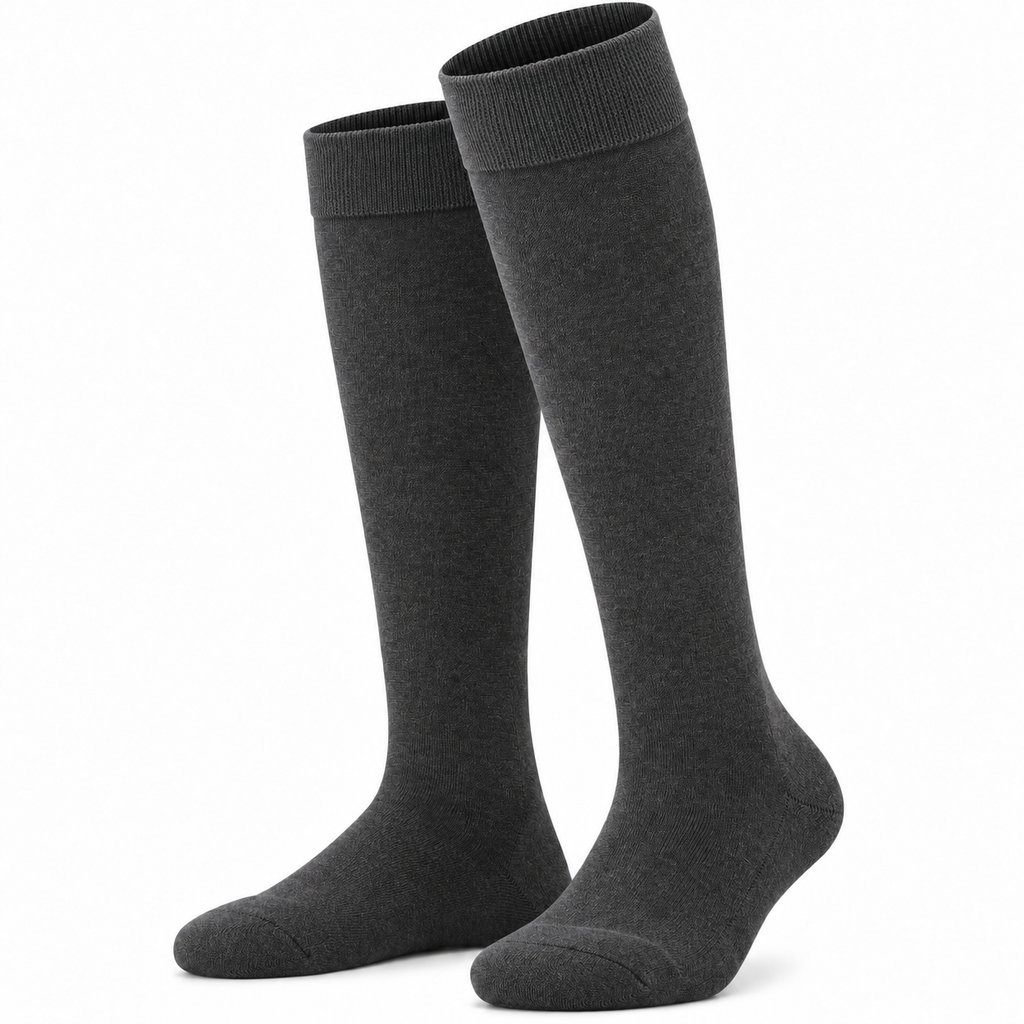 Stretch Fit Knee Length Light Black Long Socks