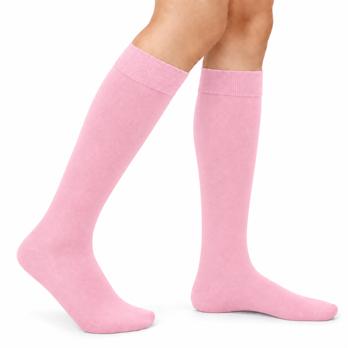 Stretch Fit Knee Length Pink Long Socks