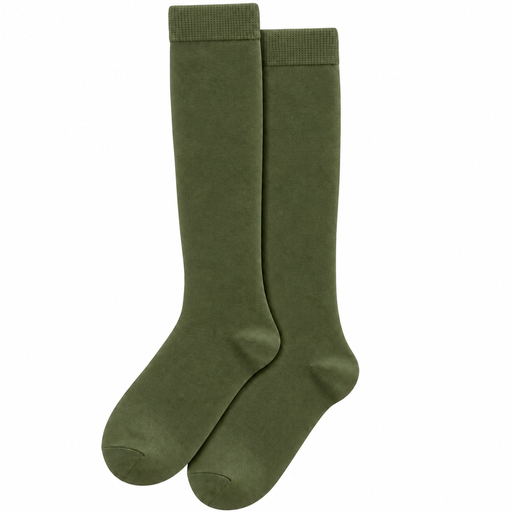 Stretch Fit Knee Length Olive Green Long Socks