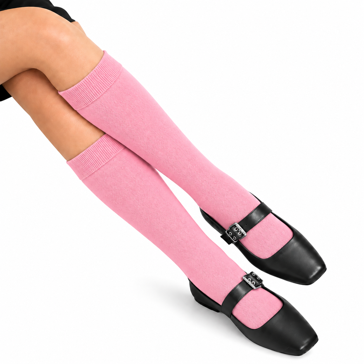 Stretch Fit Knee Length Pink Long Socks