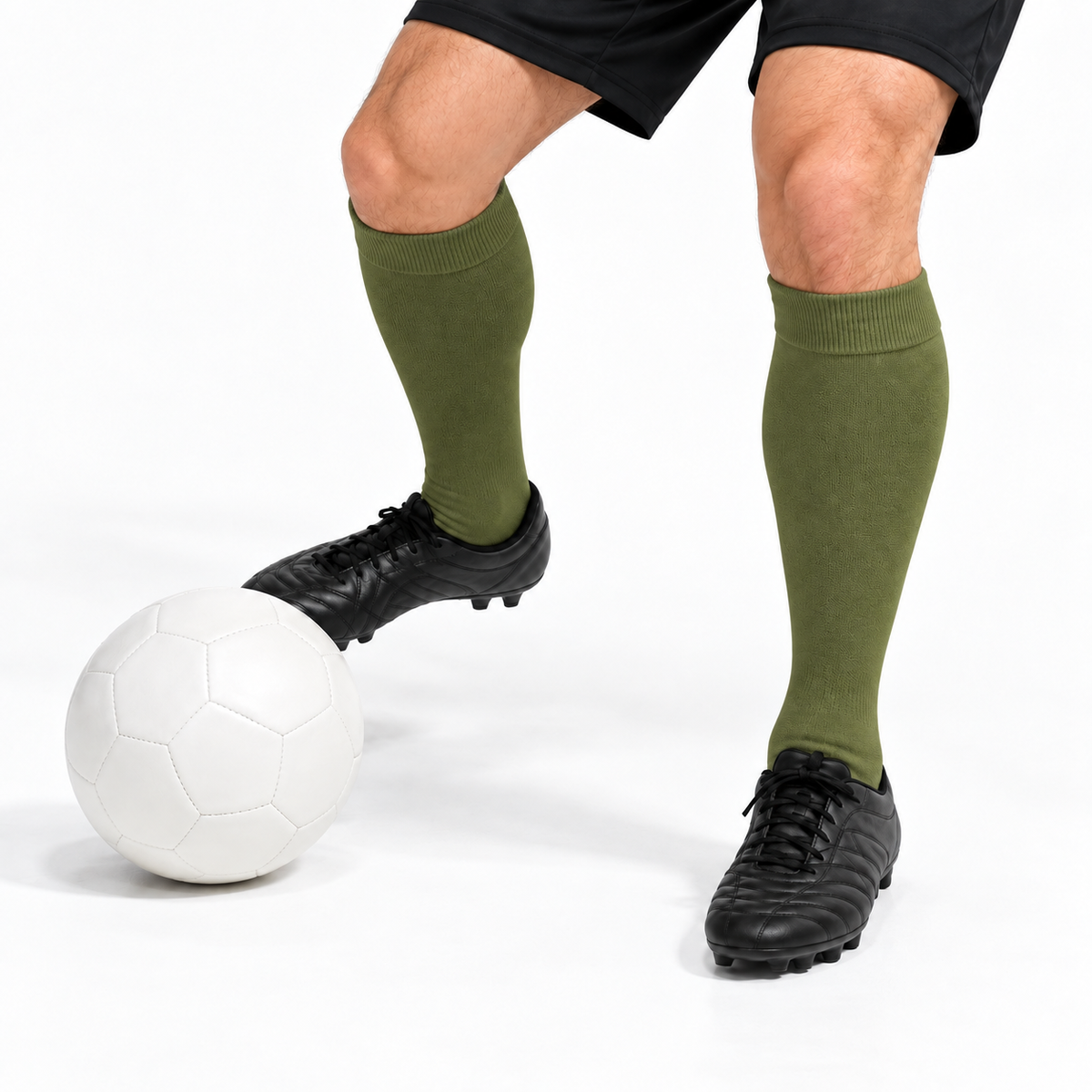 Stretch Fit Knee Length Olive Green Long Socks