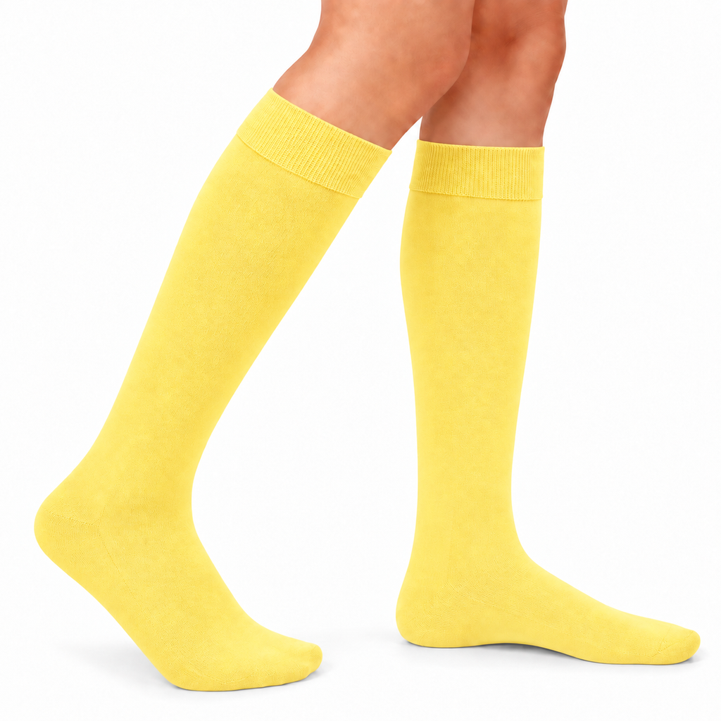 Stretch Fit Knee Length Yellow Long Socks