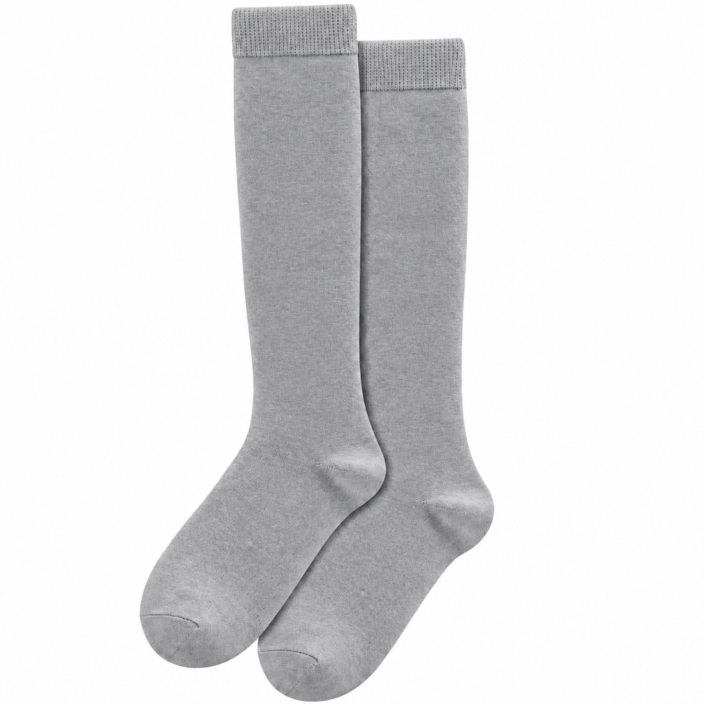 Stretch Fit Knee Length Grey Long Socks