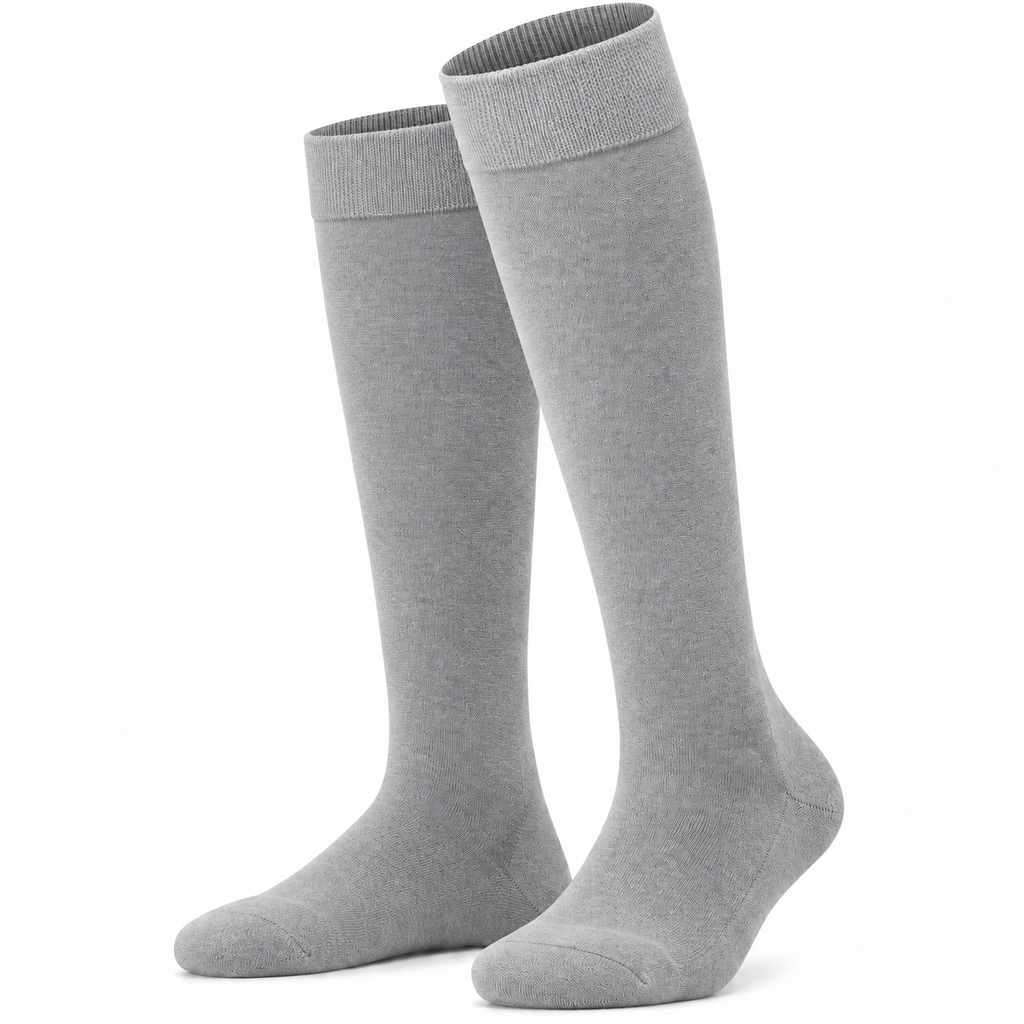 Stretch Fit Knee Length Grey Long Socks