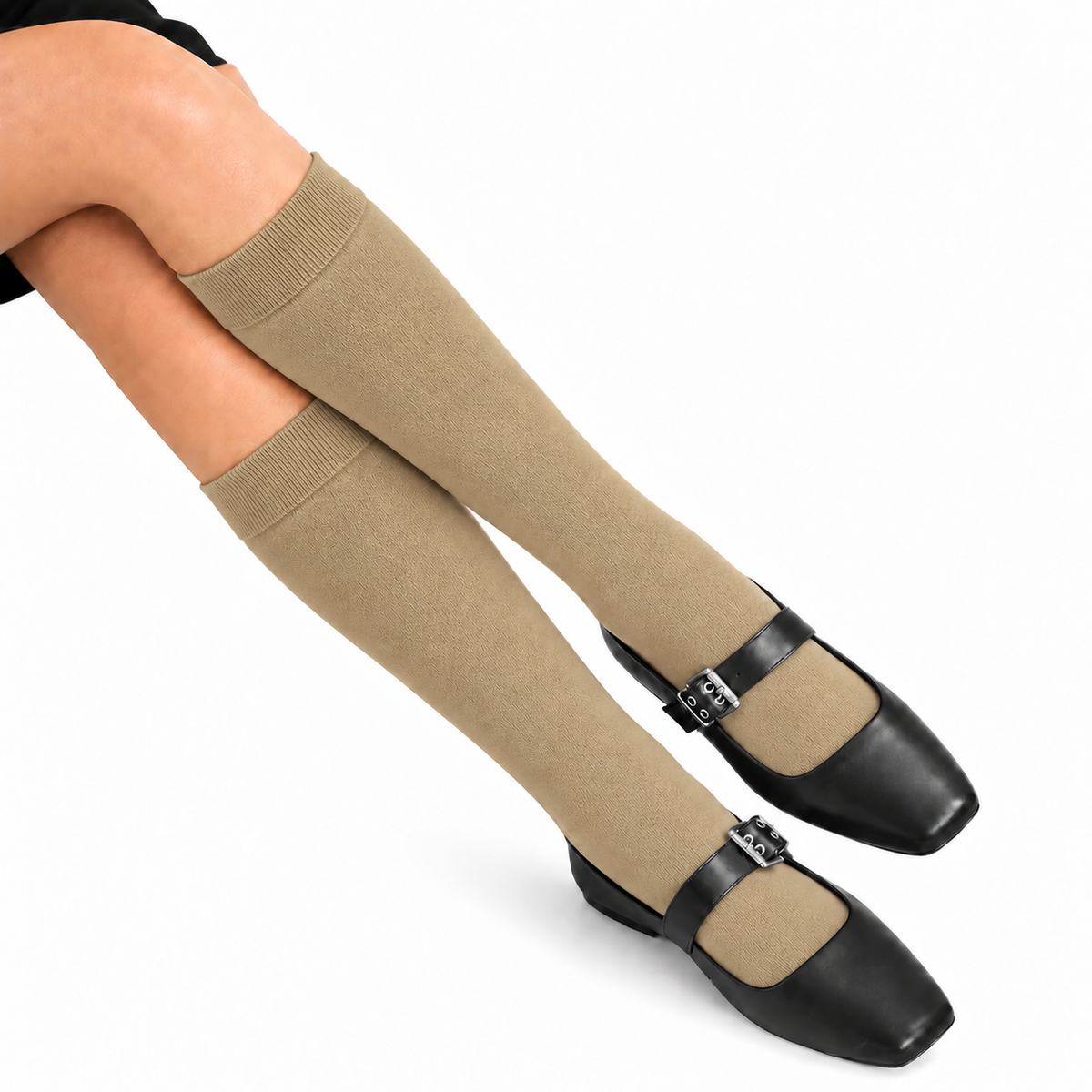 Stretch Fit Knee Length Khakhi Long Socks
