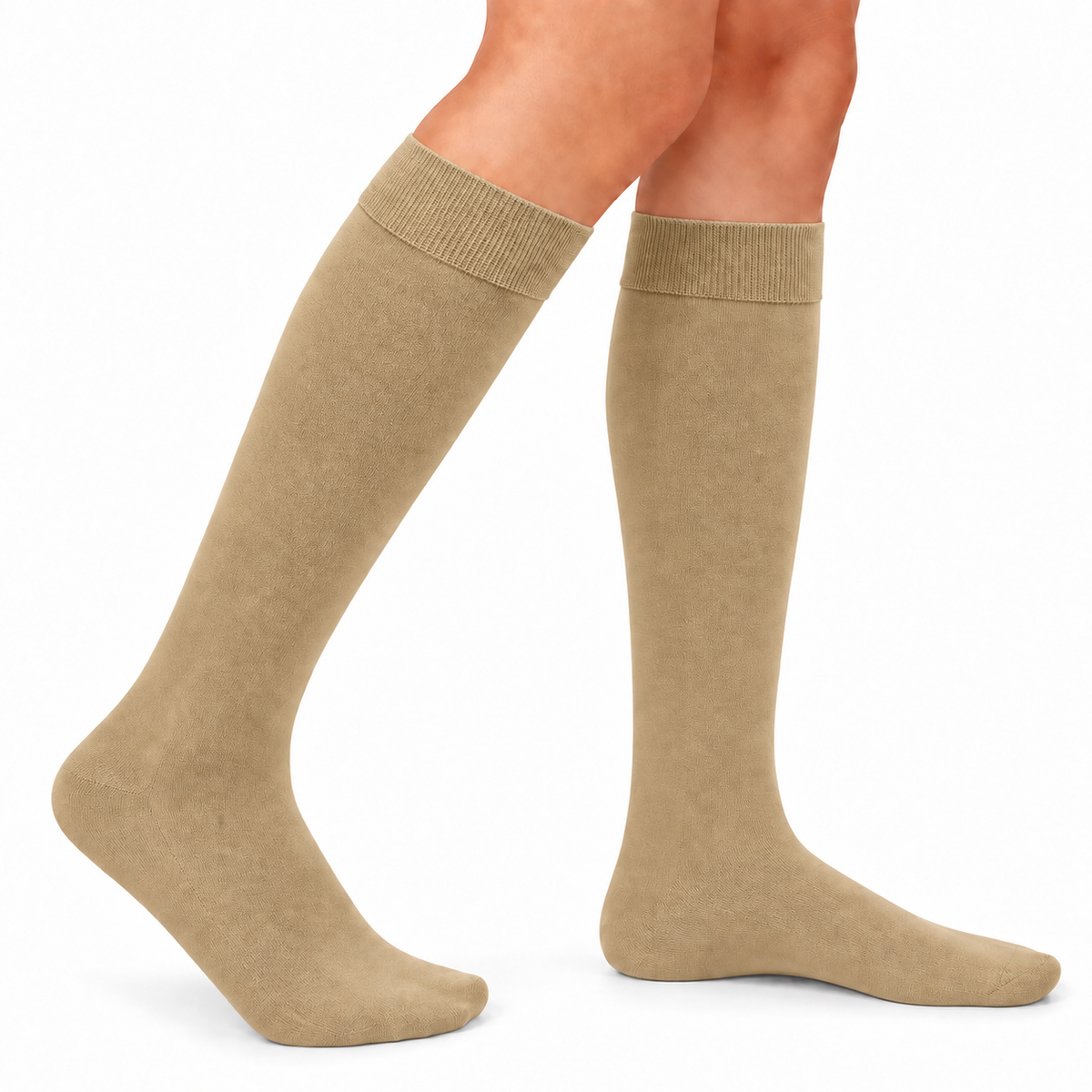 Stretch Fit Knee Length Khakhi Long Socks